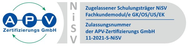 APV Zertifikat Logos NiSV Zugelassener Schulungstraeger 11 2021 S NiSV ninon akademie
