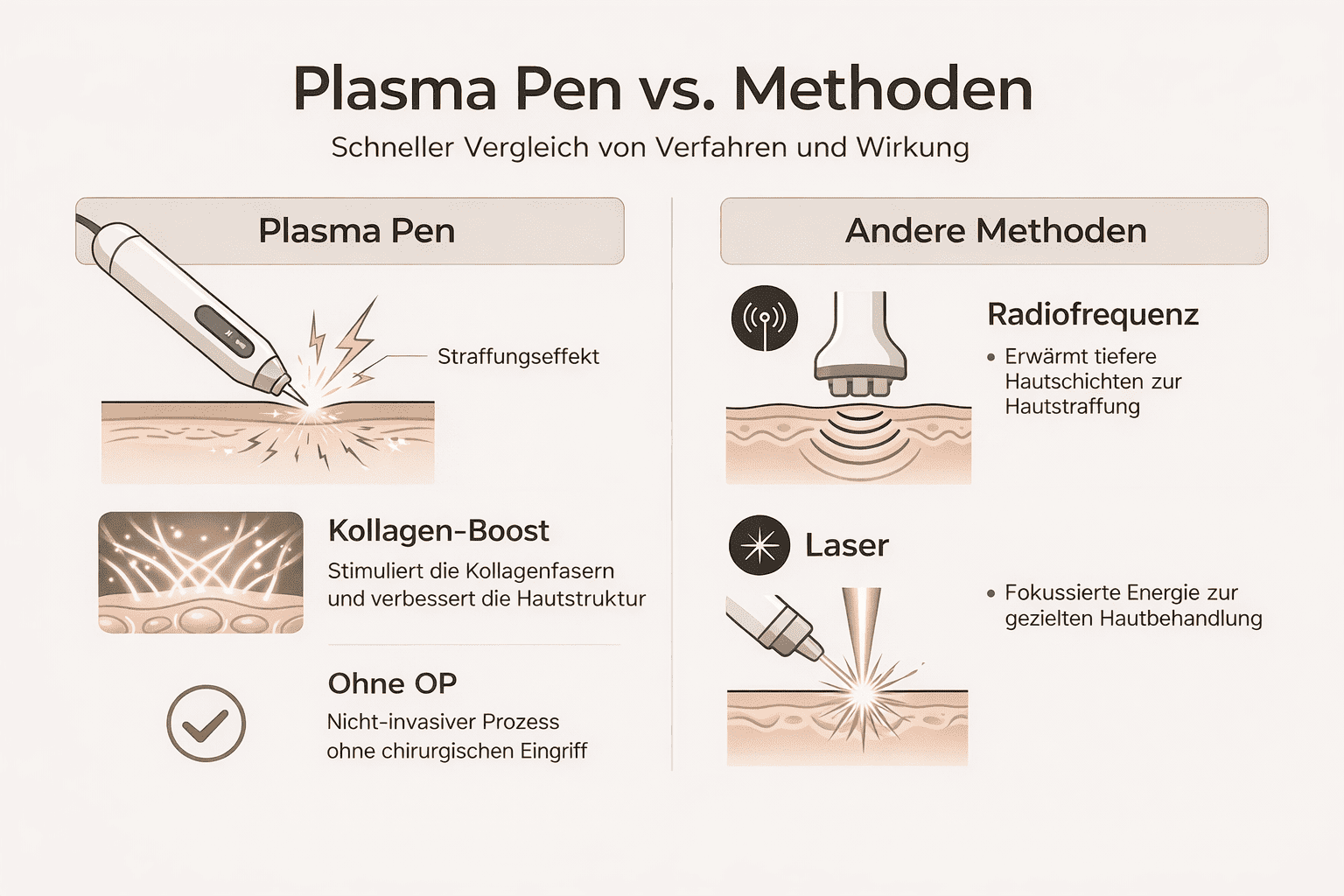 Vergleich Plasma Pen und andere Methoden Infografik