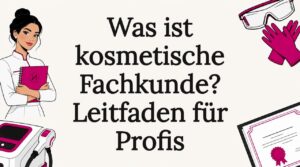 Stilvoll gestaltetes Titelblatt für die Fachkunde Kosmetik