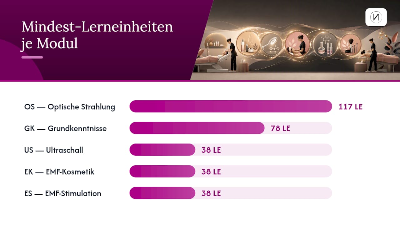 Übersicht der Fachmodule: Lernzeiten und eingesetzte Gerätetypen auf einen Blick
