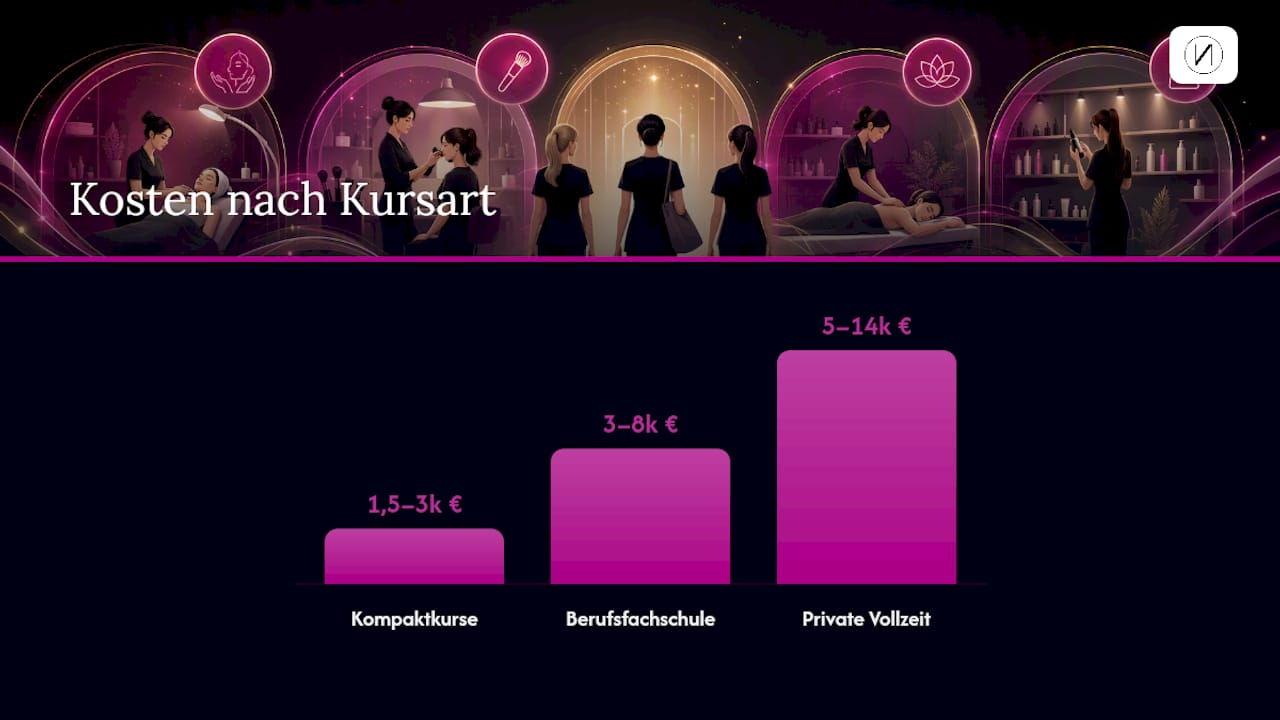 Diagramm zum Vergleich der Kosten für Kosmetikschulungen im Jahr 2026