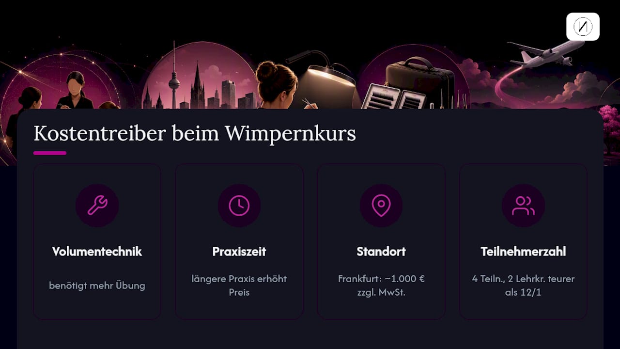 Kostenübersicht verschiedener Wimpernkurse