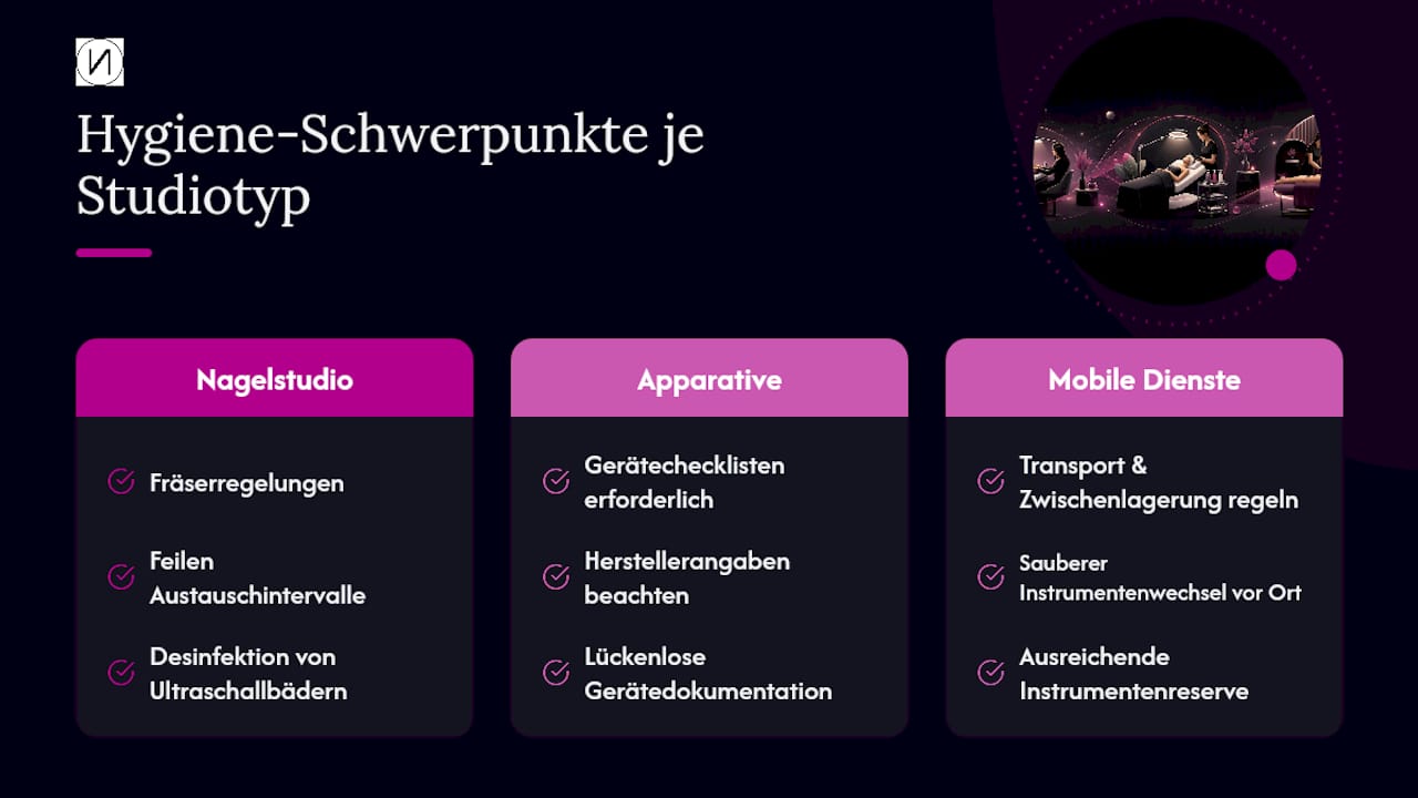 Vergleich der Hygieneanforderungen je nach Studiotyp