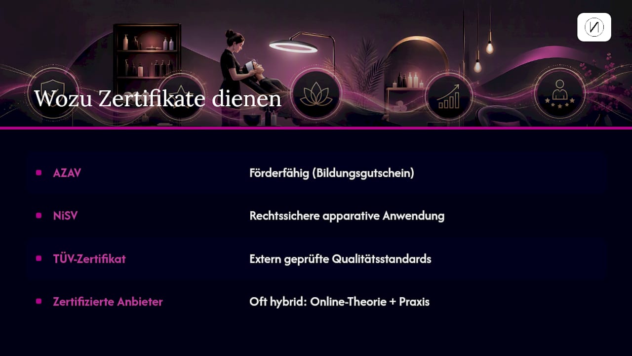 Vergleich der wichtigsten Zertifikate für Kosmetikkurse