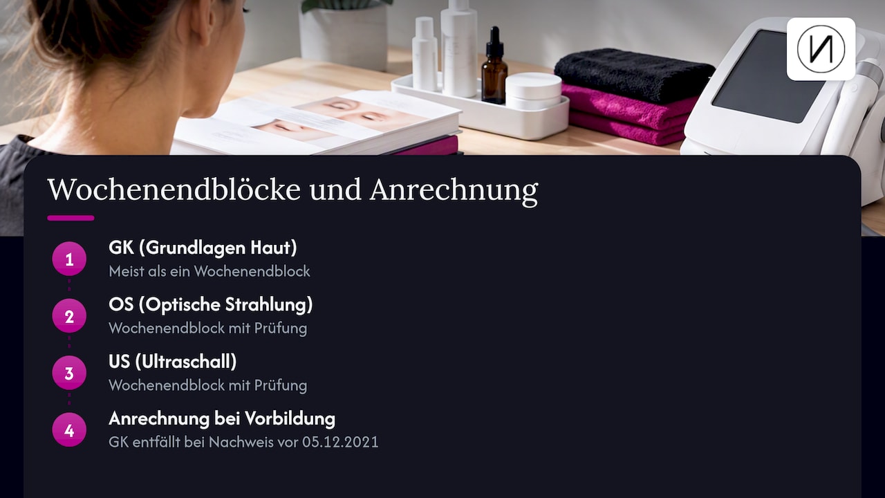 Kosmetik-Weiterbildung Berlin am Wochenende: So geht's berufsbegleitend 2 NiSV-Module und Anerkennung von Vorbildung